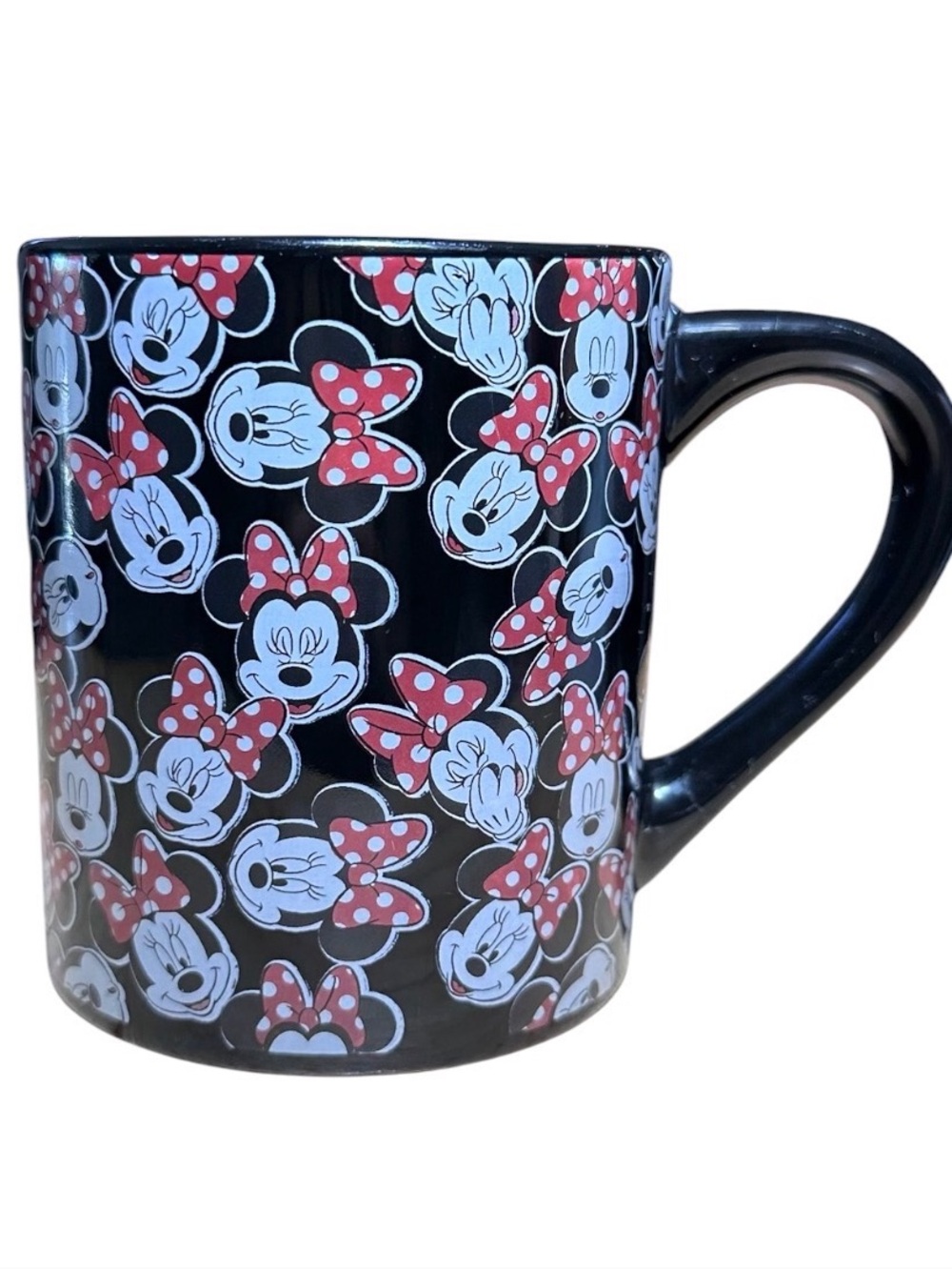 Disney Minnie Mouse Black Red Polka Dot Ceramic Mug